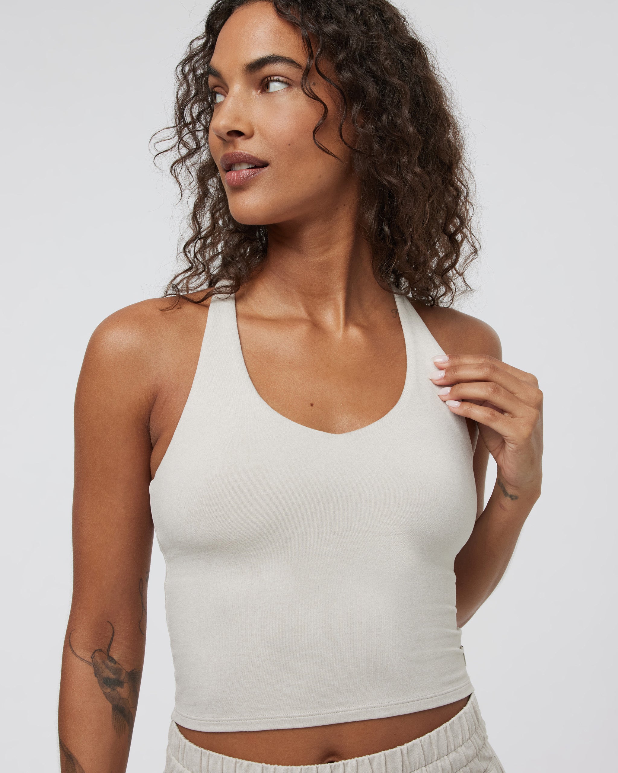 Halo Performance Crop 2.0 | Ecru Heather