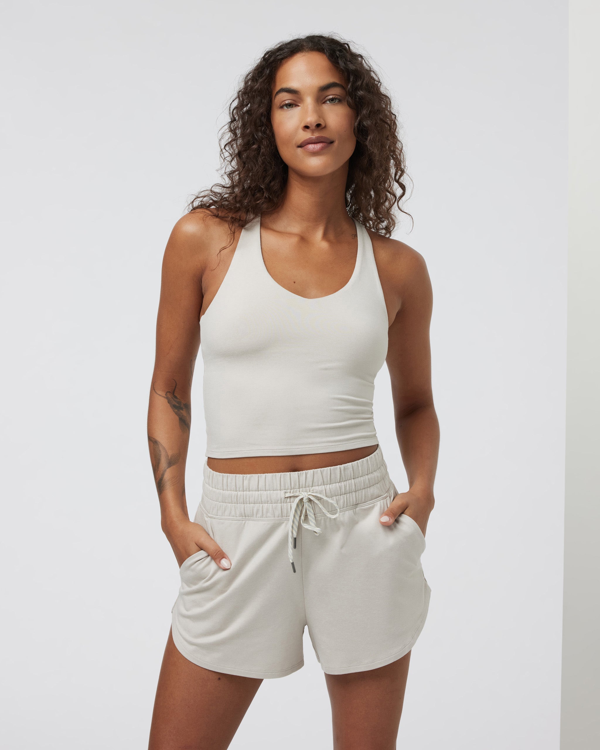Halo Performance Crop 2.0 | Ecru Heather